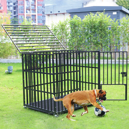 Give your large dog secure, heavy‑duty comfort with this rolling XXL metal pet cage. Built from thick, reinforced steel, it offers long‑lasting strength with smooth‑glide wheels for easy movement. The removable tray mak