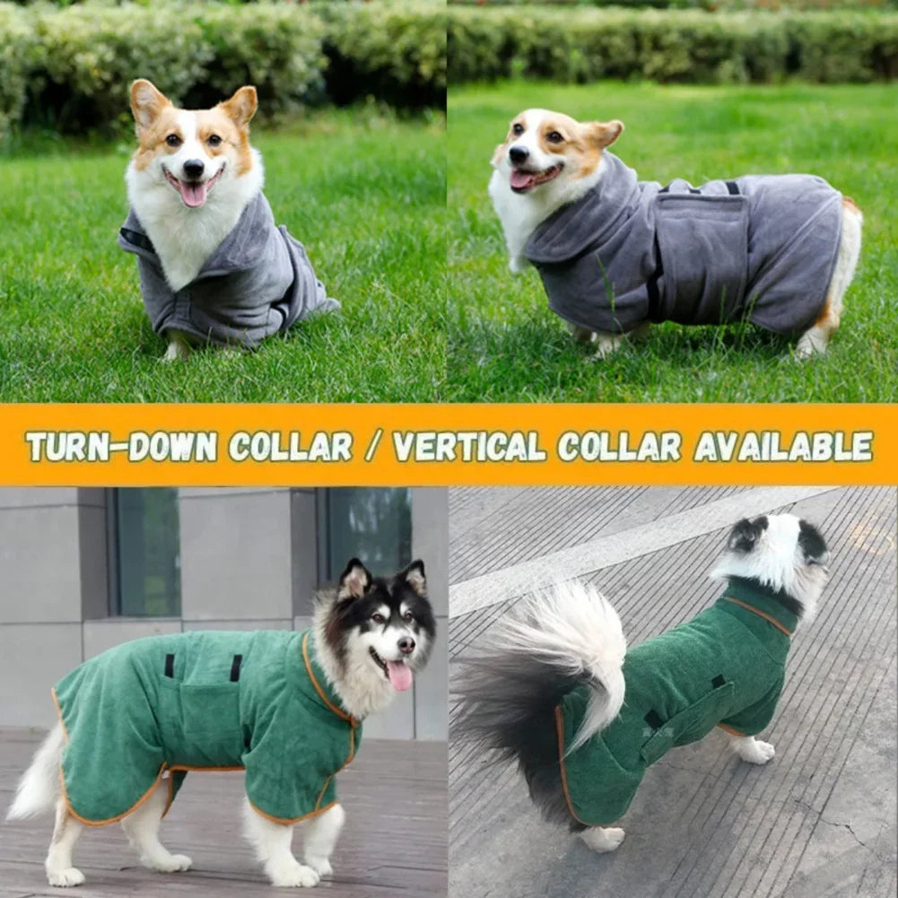 Adjustable, Fast‑Dry Bath Towel Coat for Small to Large Dogs