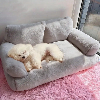 Cozy Plush Dog Sofa Bed – Raised Edge, Washable & Non‑Slip