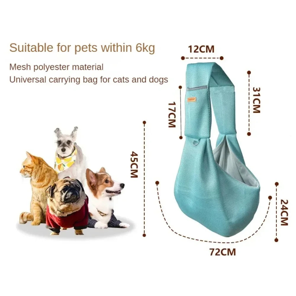 Pet Dog Sling Carrier Bag Crossbody Mesh Breathable Shoulder Bags Outdoor Travel Portable Cat Puppy Sling Bag Tote Pet Supplies