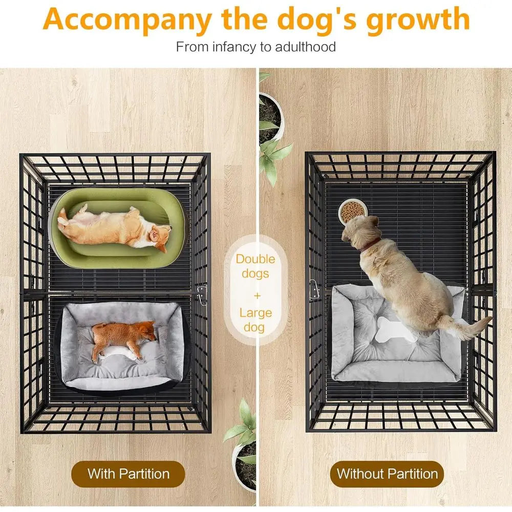 Give your large dog secure, long‑lasting comfort with this heavy‑duty metal crate. Available in 42, 48, and 54 inches, it’s built with reinforced steel, an indestructible frame, and smooth lockable wheels for easy indoo
