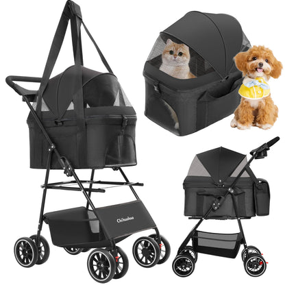 3‑in‑1 Pet Stroller with Removable Carrier