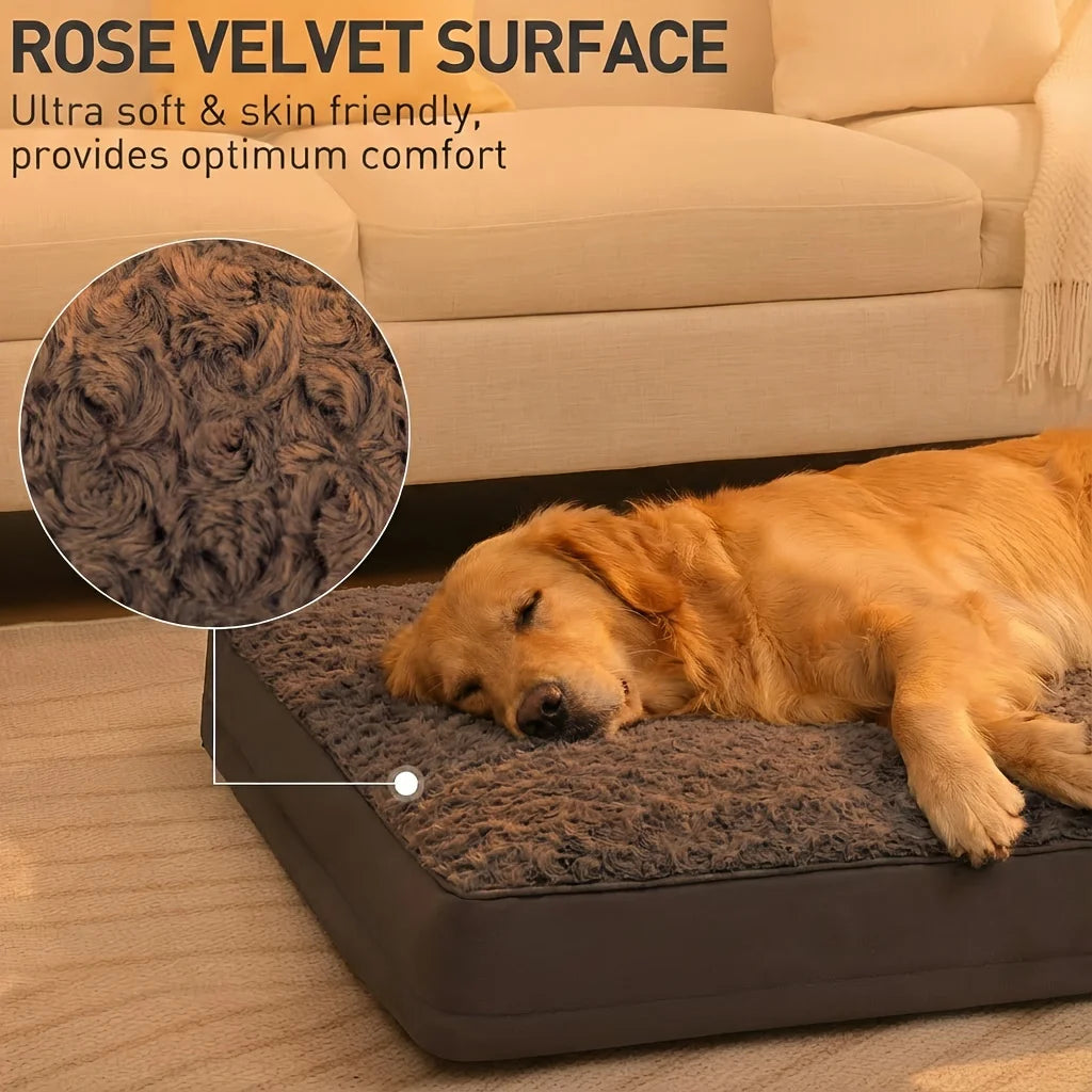 Treat your large dog to cloud‑soft comfort with this WNPETHOME orthopedic bed. The rose‑swirl plush top feels warm and luxurious, while the supportive mattress helps ease pressure on joints. Designed to fit crates or stan