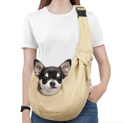 Pawaboo Small Dog Sling Carrier Reversible Hands-Free Adjustable Strap Buckle