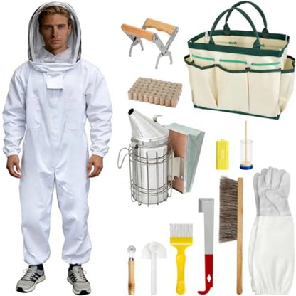Blisstime13‑Piece Beekeeping Starter Kit with Suit & Smoker, Beginner Beekeeping Starter Kit – Suit, Smoker & Hive Tools.
