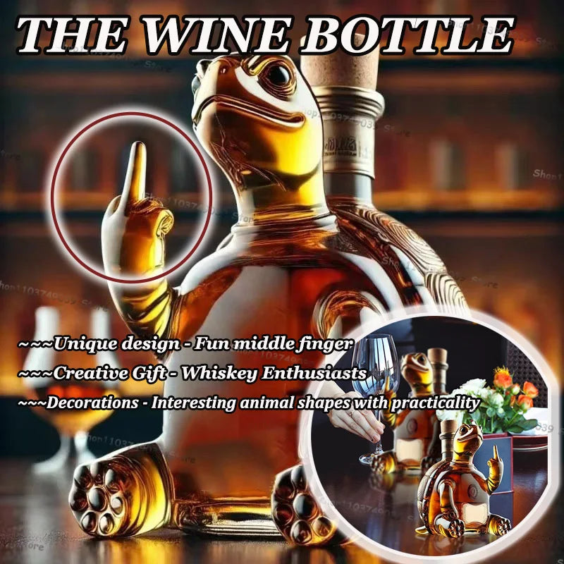 250ml Funny Middle Finger Whiskey Glass Decanter Duck Turtle Dog 10Oz Glass Whiskey Wine Bottle Statue Decoration For Bar Home